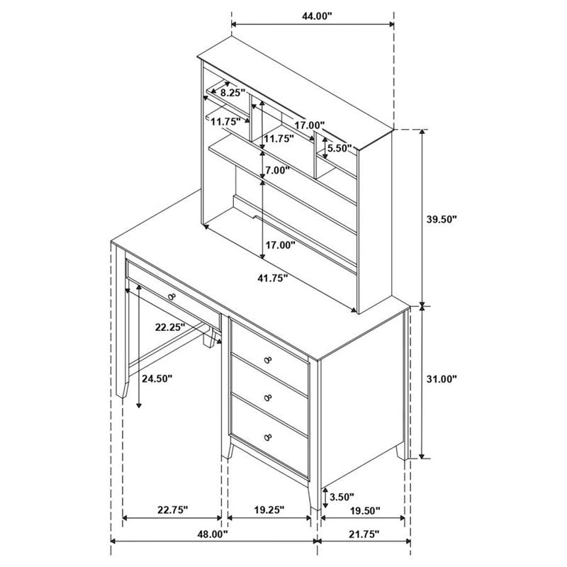 Selena 4-drawer Computer Desk with Hutch Buttermilk (400237DH)