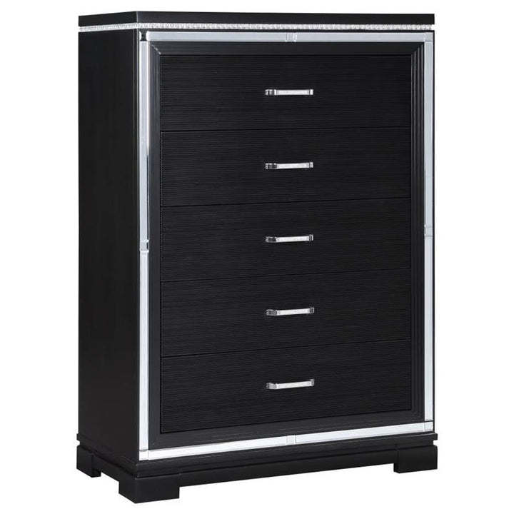 Cappola Rectangular 5-drawer Chest Silver and Black (223365)