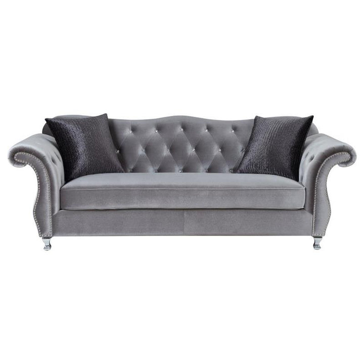 Frostine Upholstered Tufted Living Room Set Silver (551161-S3)