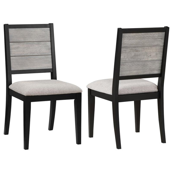 Elodie Upholstered Padded Seat Dining Side Chair Dove Grey and Black (Set of 2) (121222)