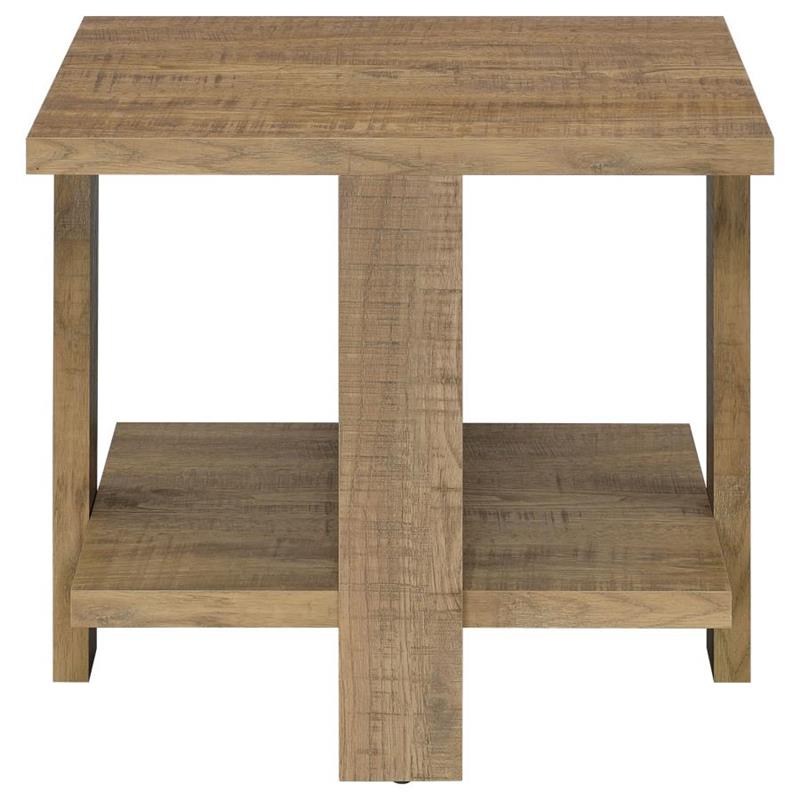 Dawn Square Engineered Wood End Table With Shelf Mango (707717)