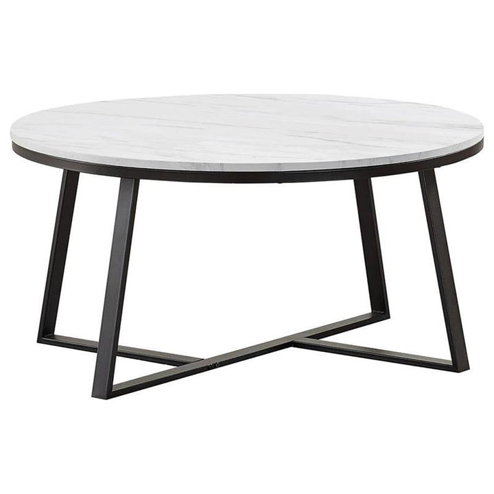 Hugo Round Coffee Table White and Matte Black (723238)