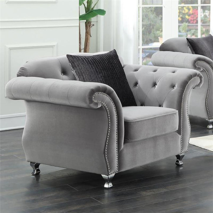 Frostine Button Tufted Chair Silver (551163)