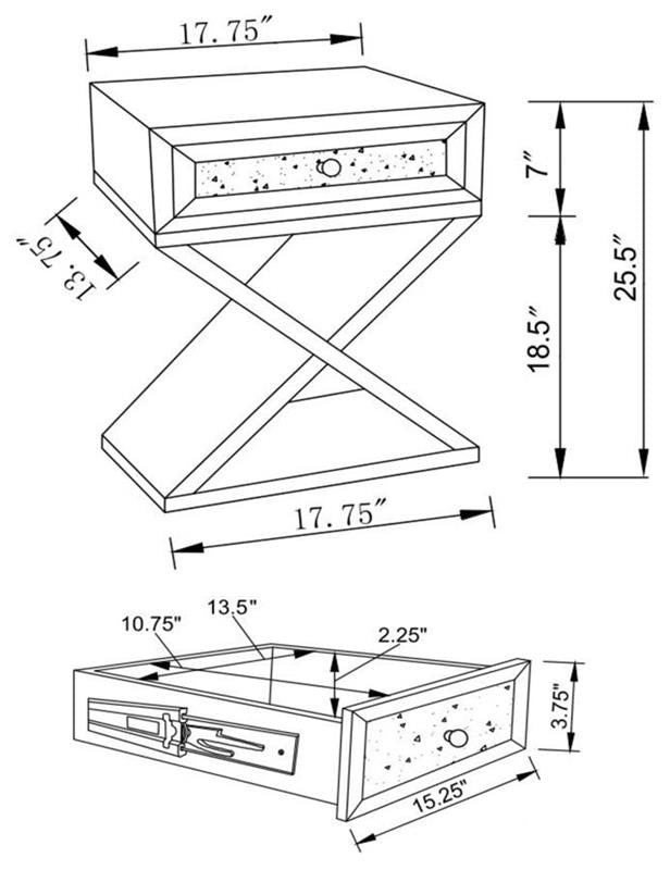 Hazel 1-drawer Accent Table Mirror (936106)