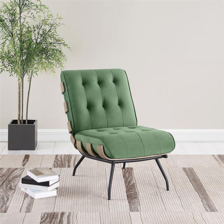 Aloma Armless Tufted Accent Chair Green (907502)