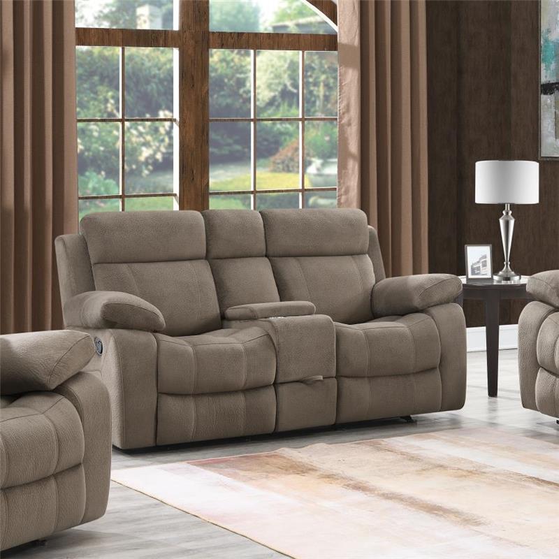 Myleene Glider Loveseat with Console Mocha (603032)