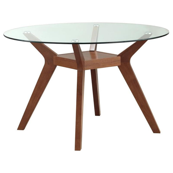 Paxton 48" Round Glass Top Dining Table Clear and Nutmeg (122180BG)