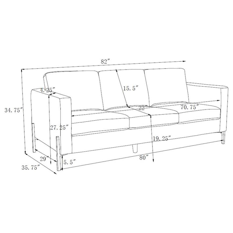 Tilly 3-piece Upholstered Track Arms Sofa Set Oatmeal (509901-S3)