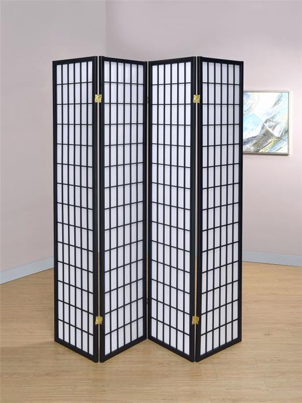 Roberto 4-panel Folding Screen Black and White (4624)