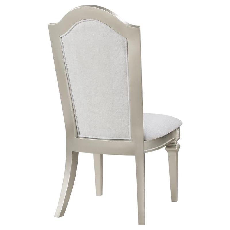 Evangeline Upholstered Dining Side Chair with Faux Diamond Trim Ivory and Silver Oak (Set of 2) (107552)