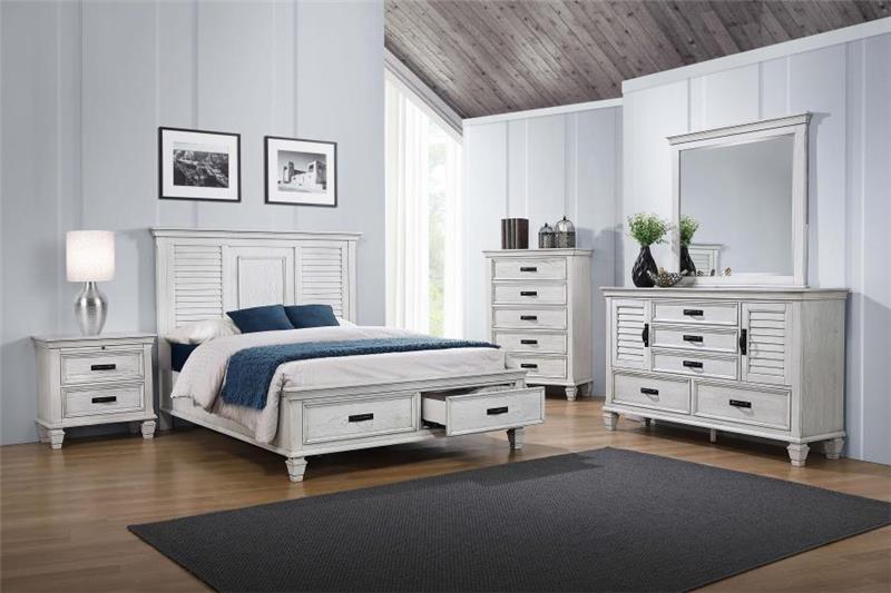 Franco California King Storage Bed Antique White (205330KW)