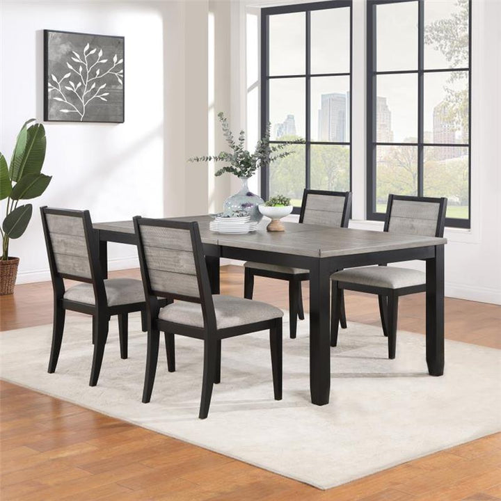 Elodie 5-piece Dining Table Set with Extension Leaf Grey and Black (121221-S5)