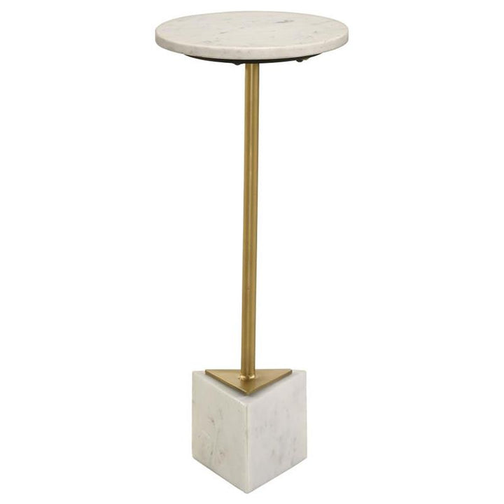 Fulcher Round Metal Side Table White and Gold (936191)