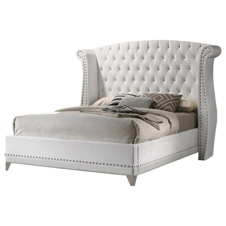 Barzini Eastern King Wingback Tufted Bed White (300843KE)