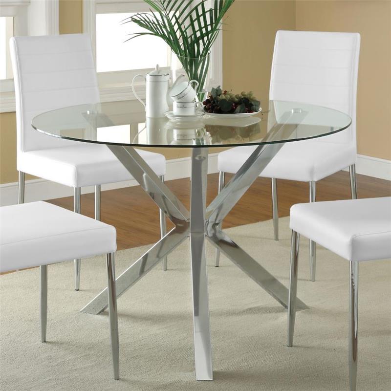 Vance Glass Top Dining Table with X-cross Base Chrome (120760)