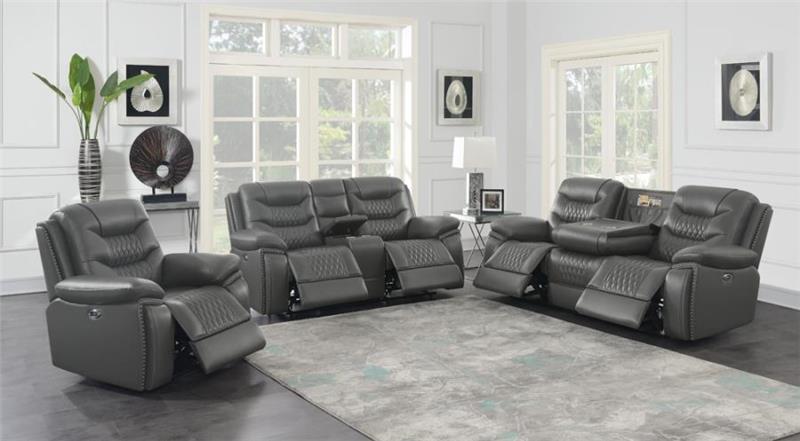 Flamenco Tufted Upholstered Power Sofa Charcoal (610204P)