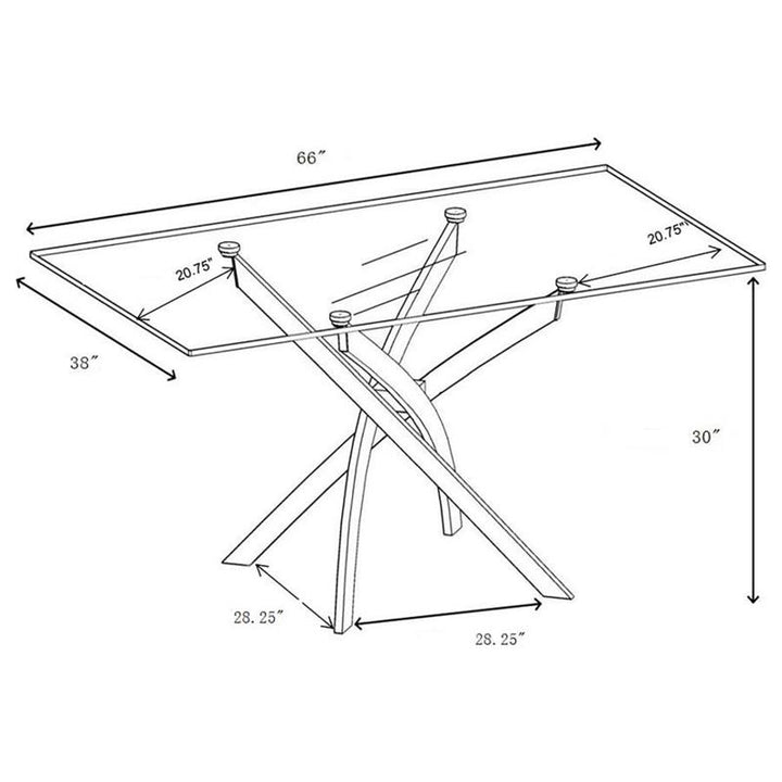 Carmelo X-shaped Dining Table Chrome and Clear (107931)