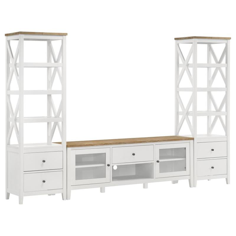 Angela 3-piece Entertainment Center With 67" TV Stand Brown and White (708253-SET)