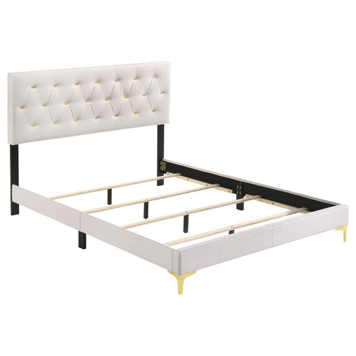 Kendall Tufted Upholstered Panel California King Bed White (224401KW)