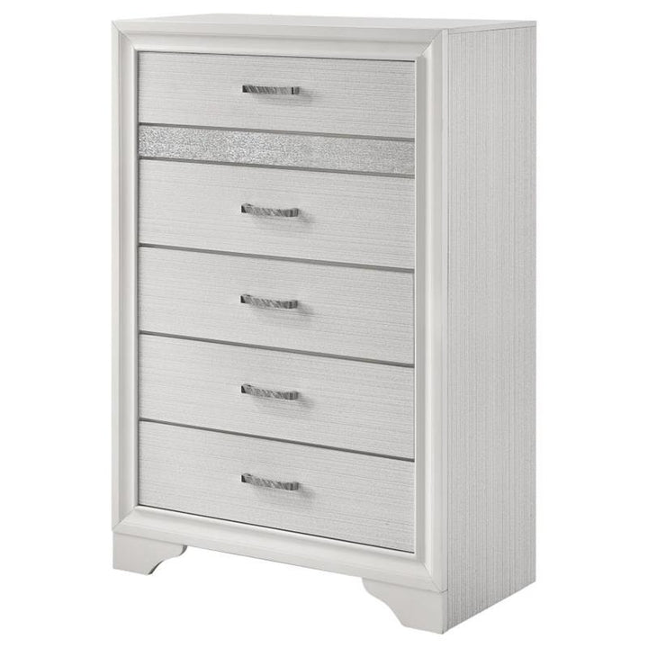 Miranda 5-drawer Chest White and Rhinestone (205115)