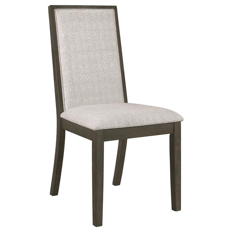 Kelly Upholstered Solid Back Dining Side Chair Beige and Dark Grey (Set of 2) (107962)