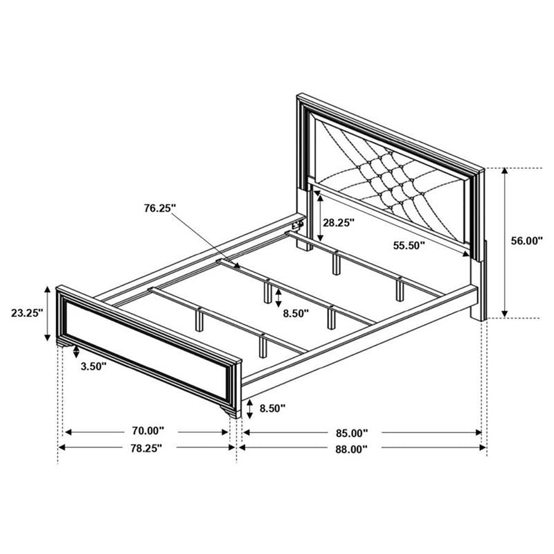 Penelope California King Bed with LED Lighting Black and Midnight Star (223571KW)