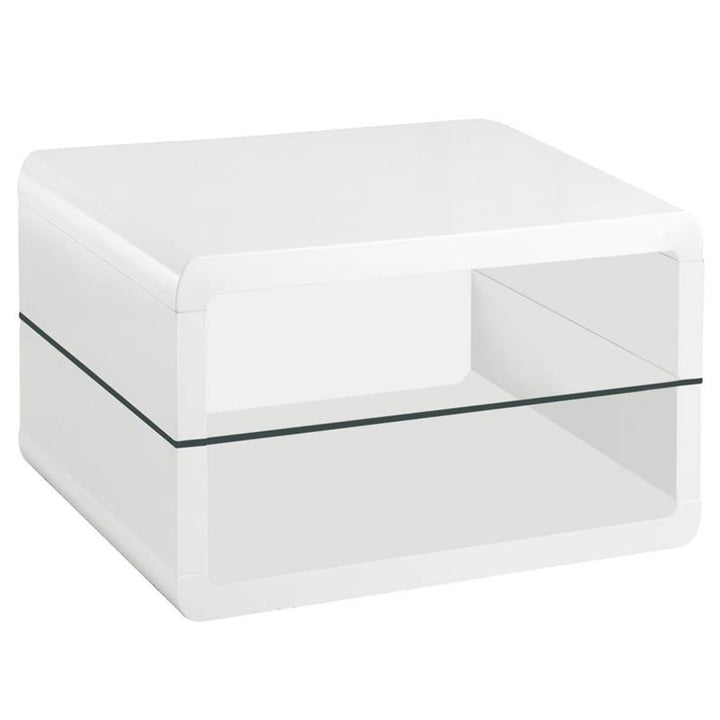 Elana Square 2-shelf End Table Glossy White (703267)