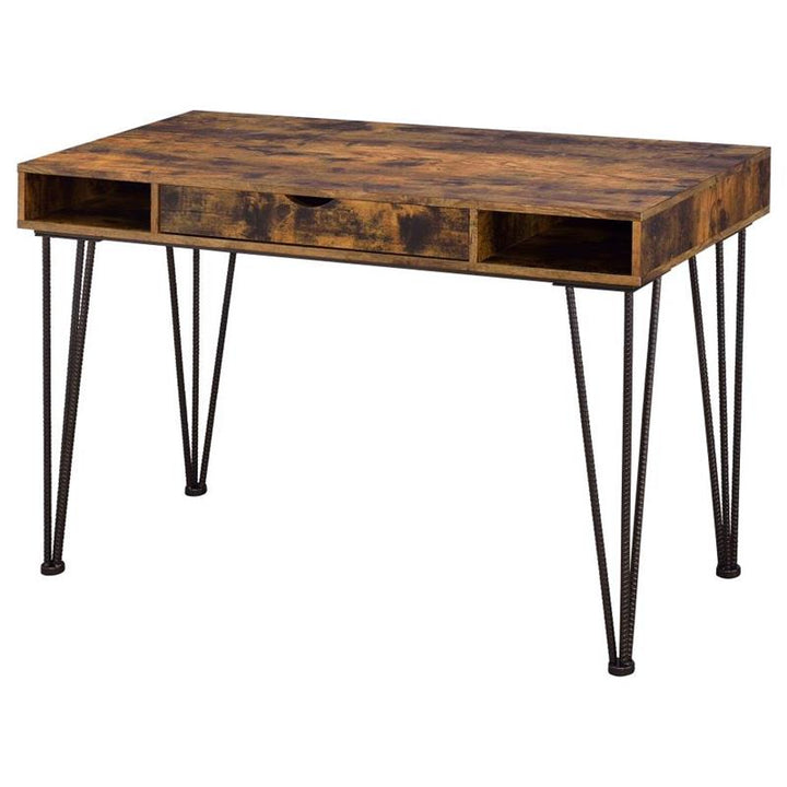 Olvera 1-drawer Writing Desk Antique Nutmeg and Dark Bronze (801038)