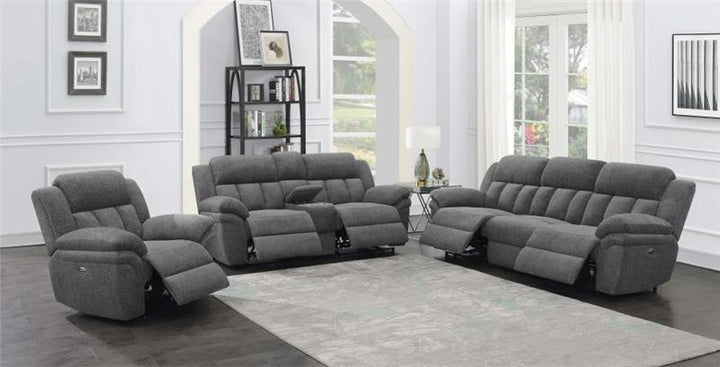 Bahrain Upholstered Power Loveseat with Console Charcoal (609542P)