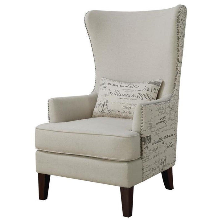 Pippin Curved Arm High Back Accent Chair Cream (904047)