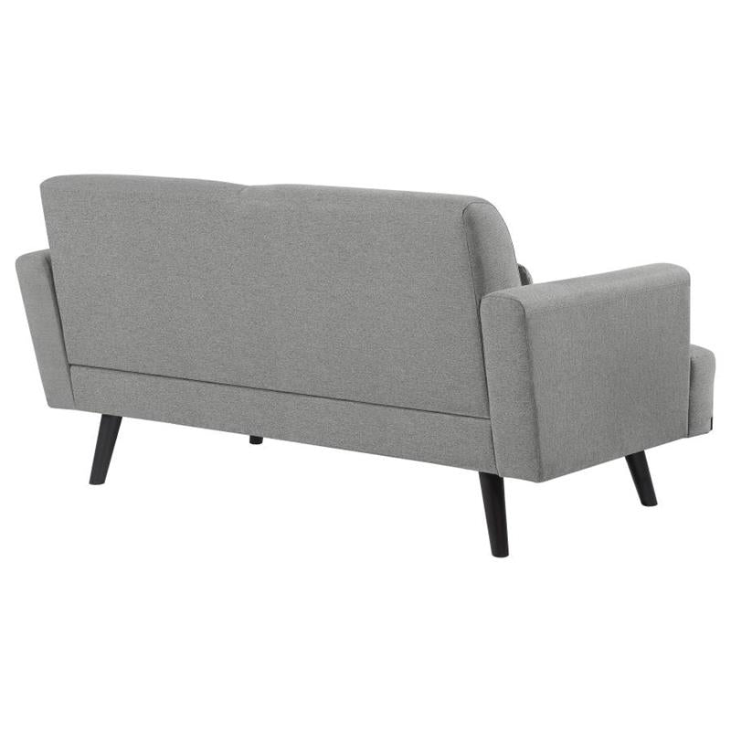 Blake Upholstered Loveseat with Track Arms Sharkskin and Dark Brown (511122)