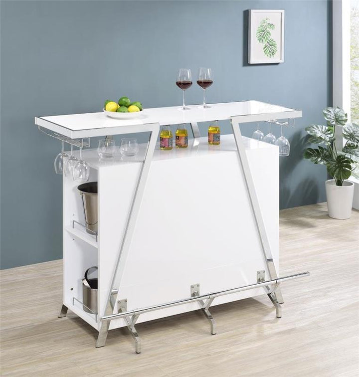 Araceli Home Bar Wine Cabinet White High Gloss and Chrome (182355)