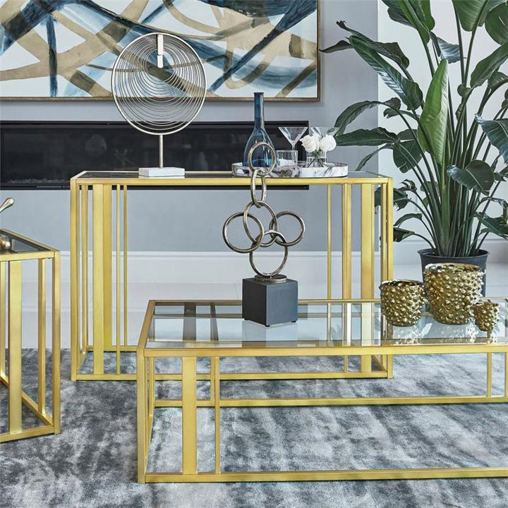 Adri Metal Frame Sofa Table Matte Brass (723609)