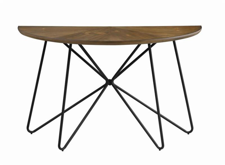 Brinnon Semicircle Sofa Table Dark Brown and Black (722899)