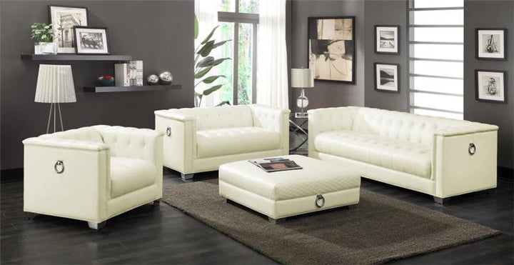 Chaviano 4-piece Upholstered Tufted Sofa Set Pearl White (505391-S4)