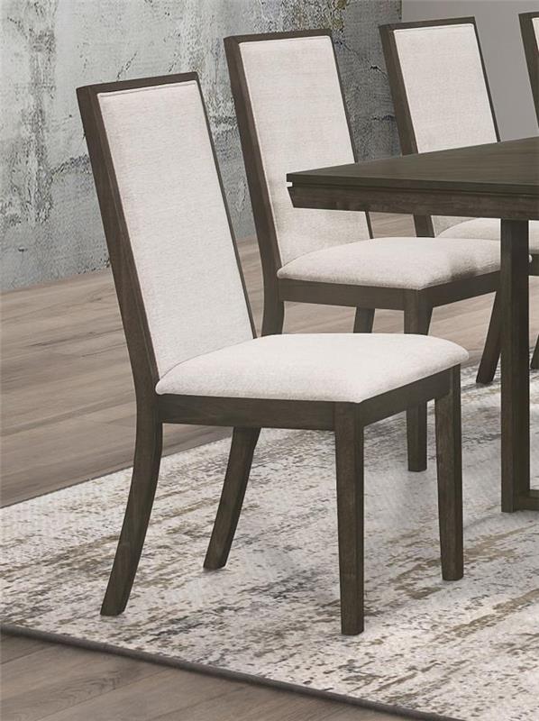 Kelly Upholstered Solid Back Dining Side Chair Beige and Dark Grey (Set of 2) (107962)