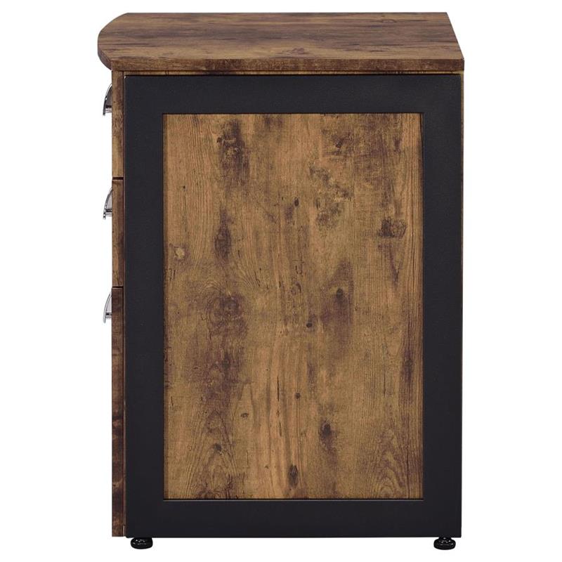 Estrella 3-drawer File Cabinet Antique Nutmeg and Gunmetal (800656)