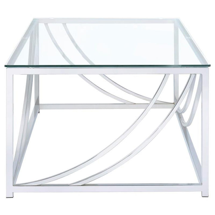 Lille Glass Top Rectangular Coffee Table Accents Chrome (720498)