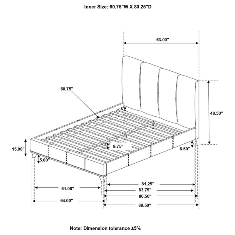 Charity Queen Upholstered Bed Blue (300626Q)