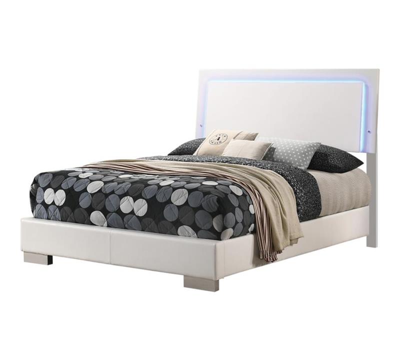 Felicity 5-piece Queen Bedroom Set with LED Headboard Glossy White (203500Q-S5)