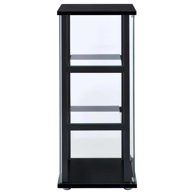 Cyclamen 3-shelf Glass Curio Cabinet Black and Clear (950179)