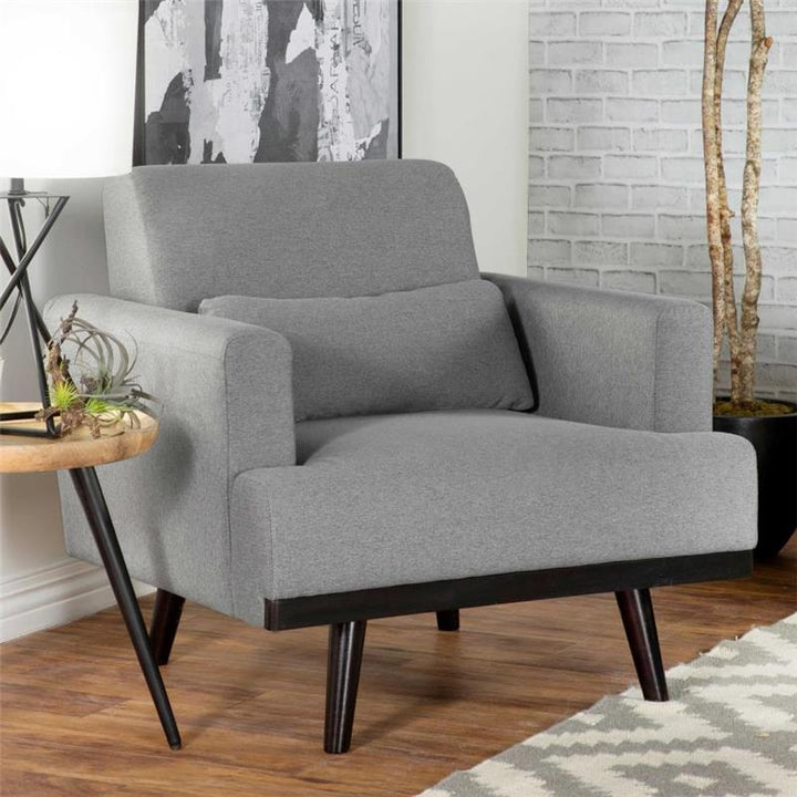 Blake Upholstered Chair with Track Arms Sharkskin and Dark Brown (511123)