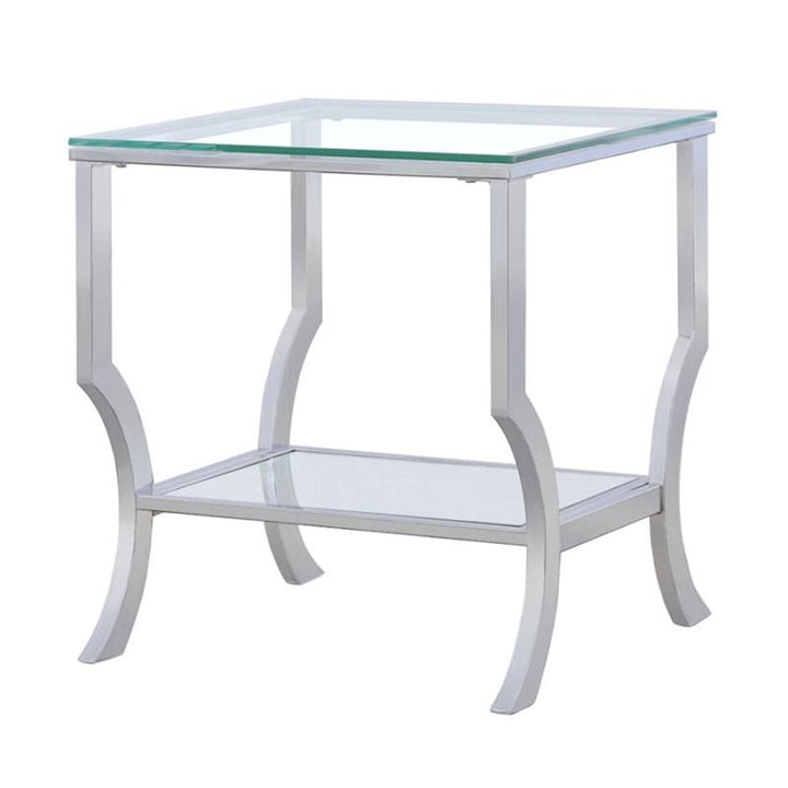 Saide Square End Table with Mirrored Shelf Chrome (720337)