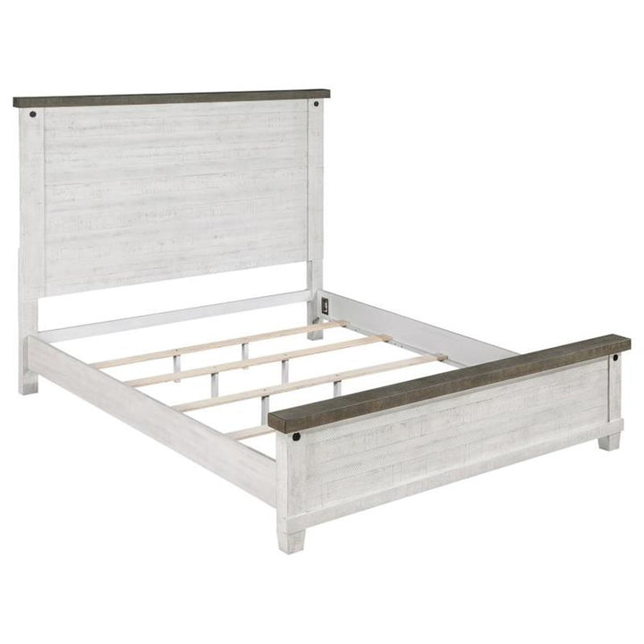 Lilith Queen Panel Bed Distressed Grey and White (224471Q)