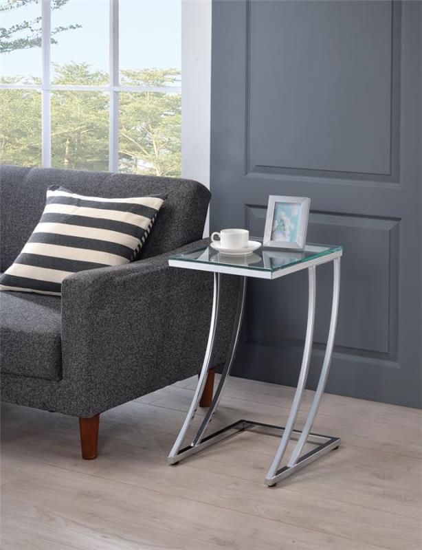 Cayden Rectangular Top Accent Table Chrome and Clear (900082)