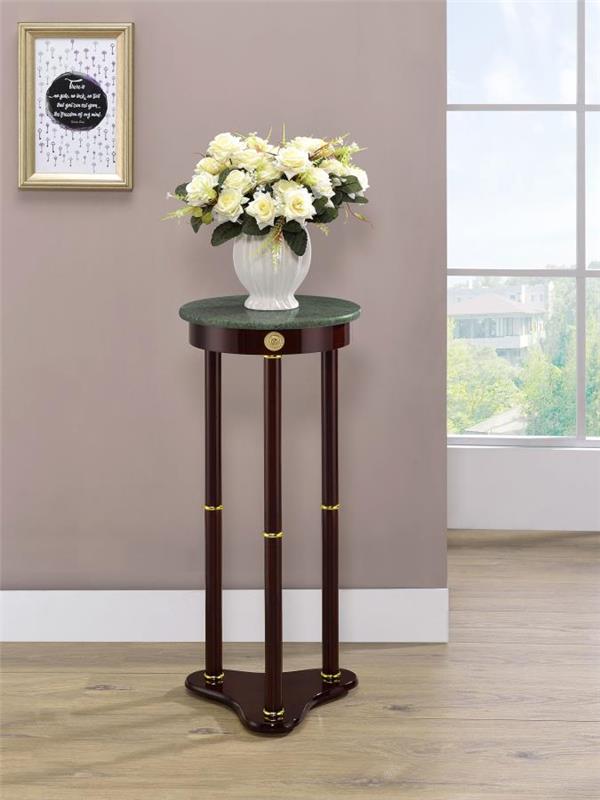 Edie Round Marble Top Accent Table Merlot (3315)