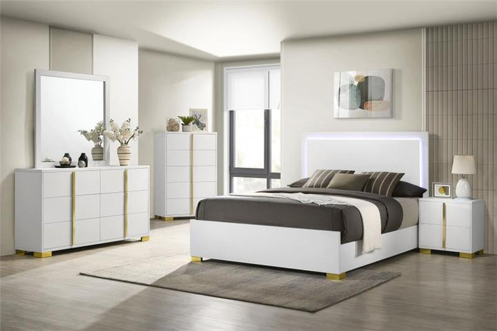 Marceline 5-piece Full Bedroom Set with LED Headboard White (222931F-S5)