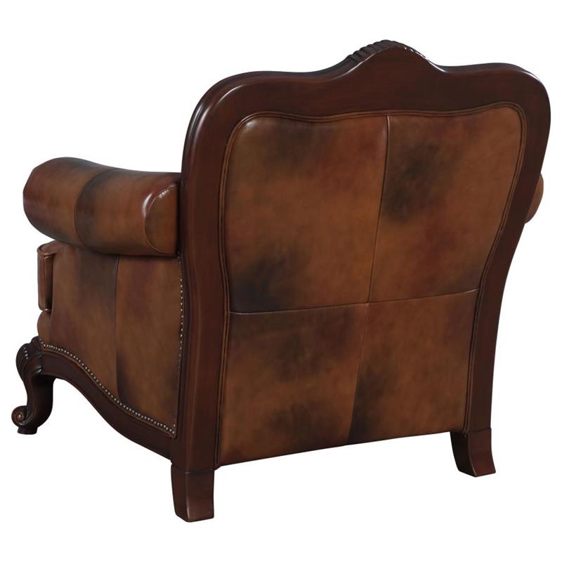 Victoria Rolled Arm Chair Tri-tone and Brown (500683)