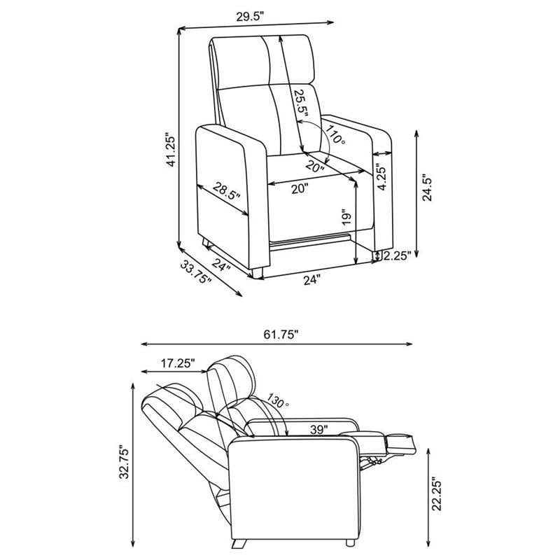 Toohey Home Theater Push Back Recliner Black (600181)