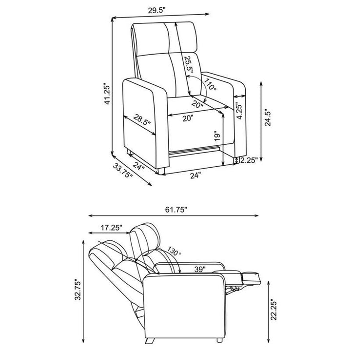 Toohey Home Theater Push Back Recliner Black (600181)